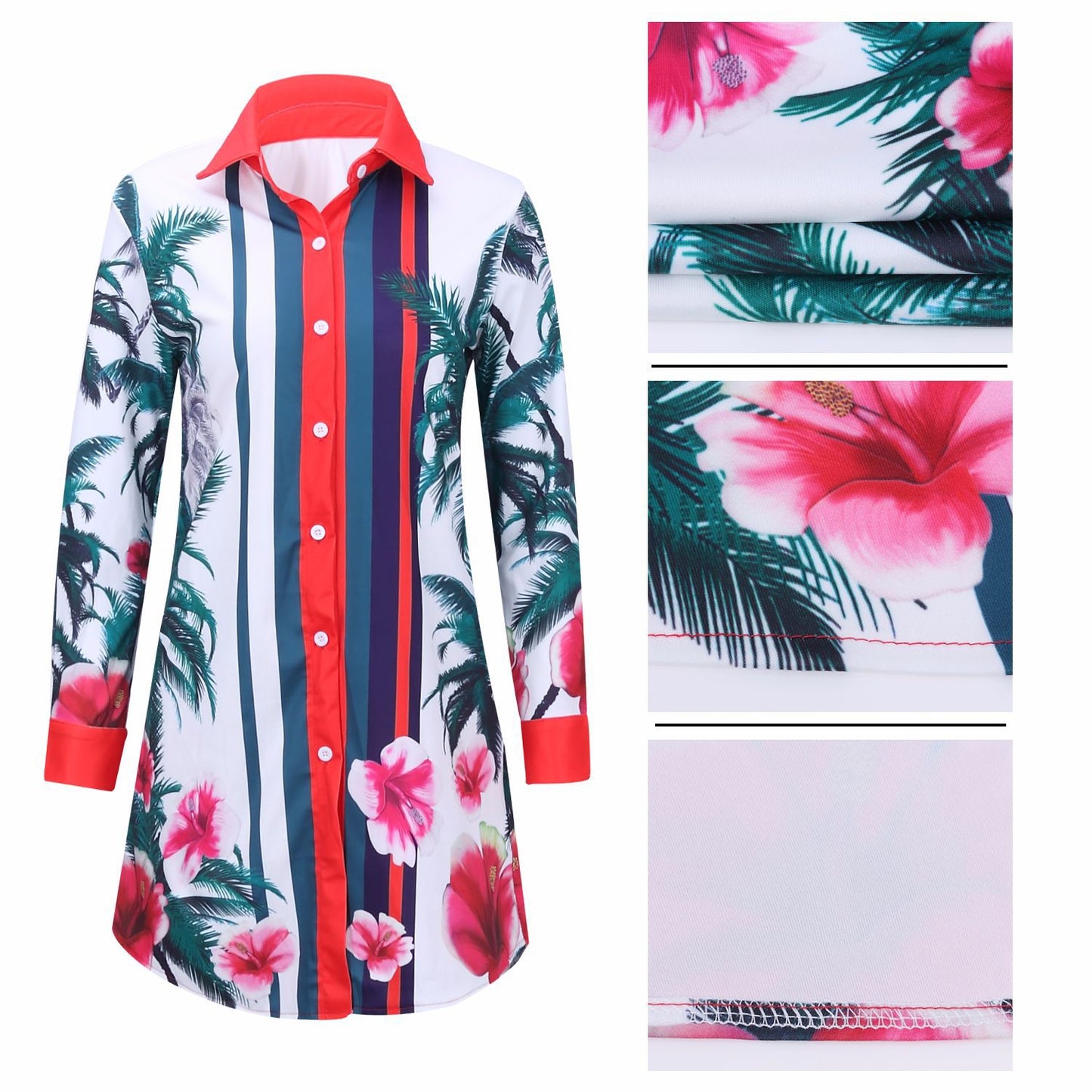 Printed shirt dress multicolor women's clothing